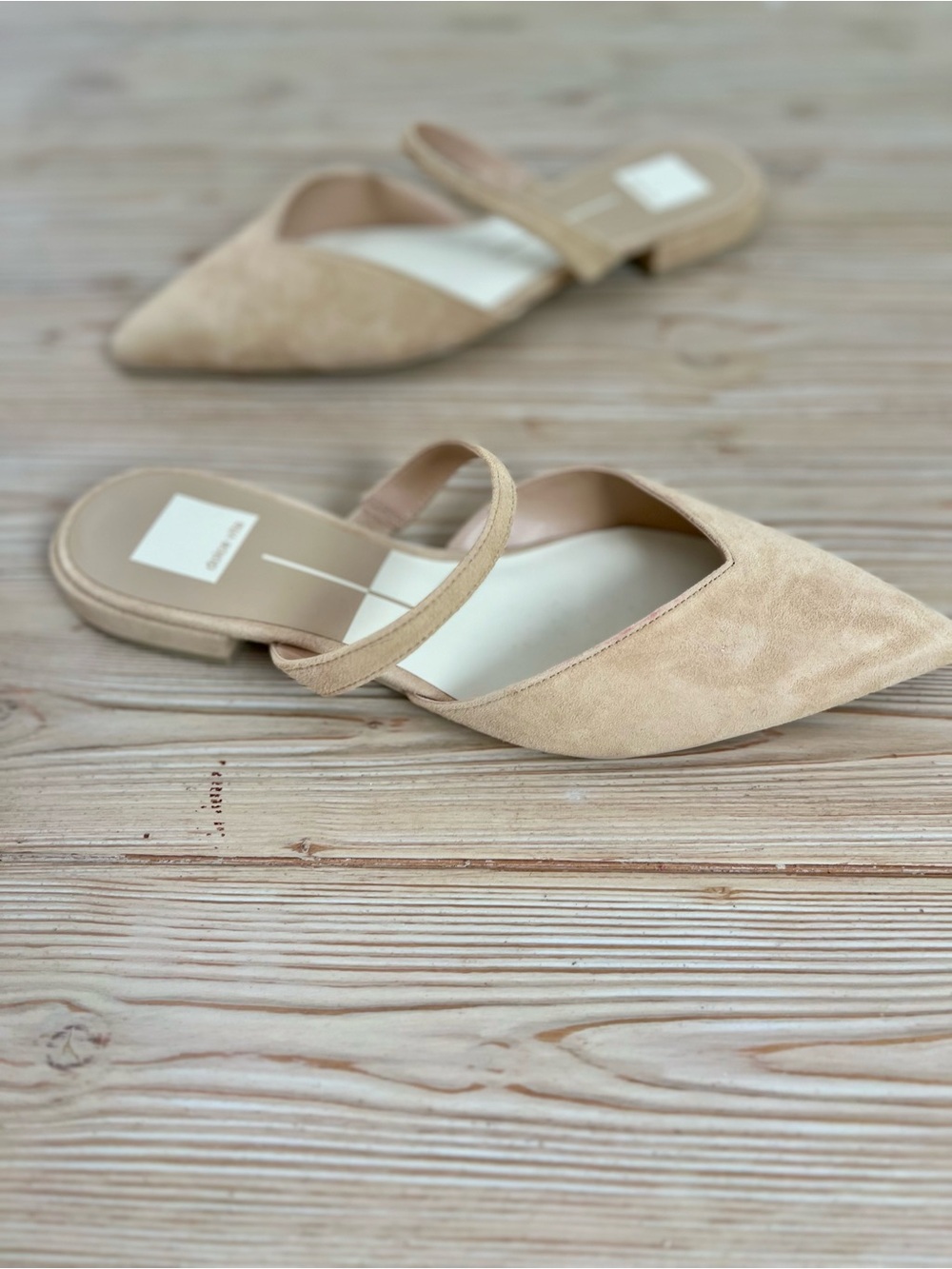 Dolce Vita Kanika Tan Suede Pointed Toe Mule Flats